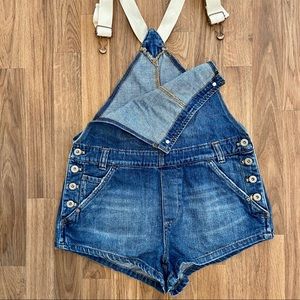 Free People denim shorts overalls NWOT